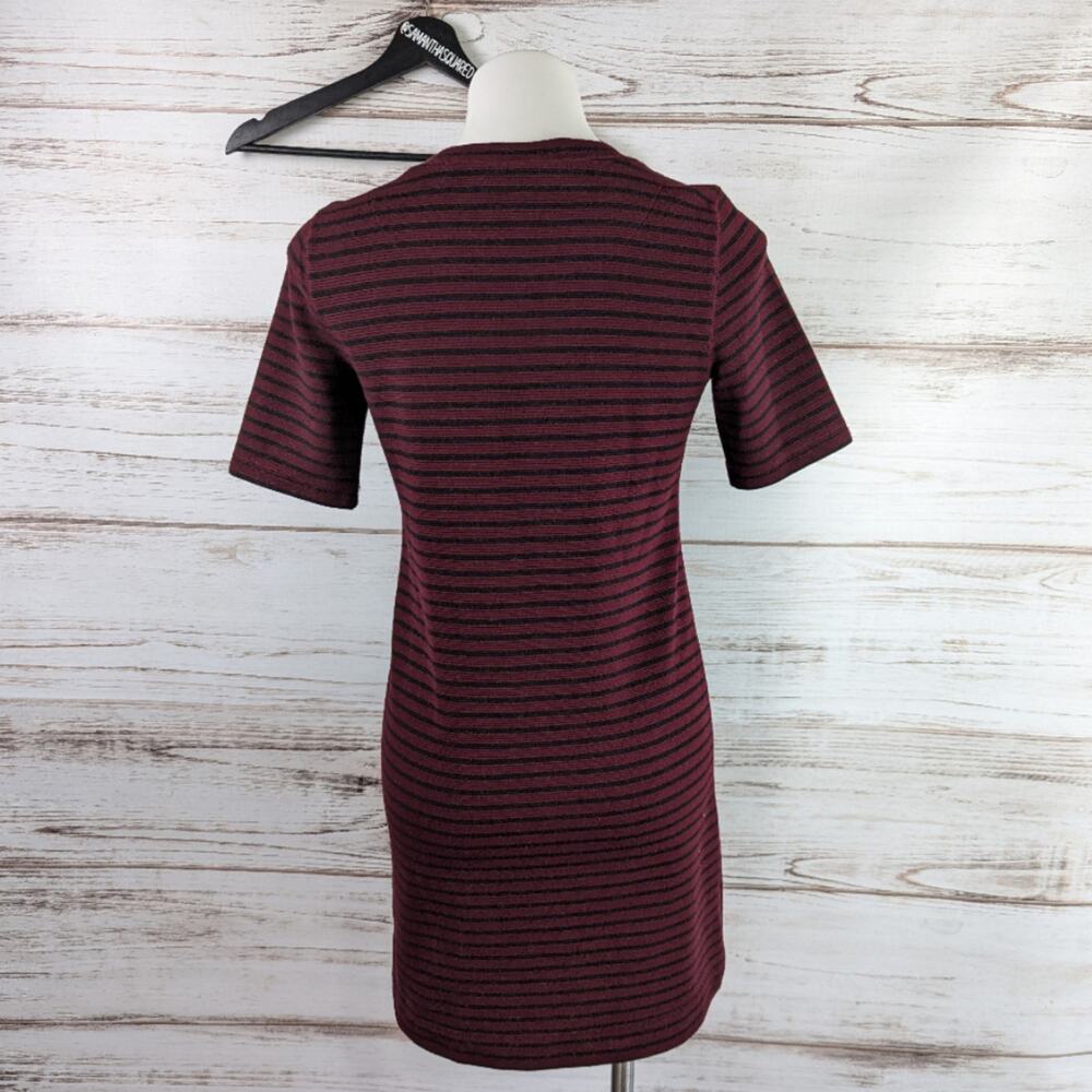 Lou & Grey Maroon and Black Stripe Dress sz XS - Picture 2 of 8